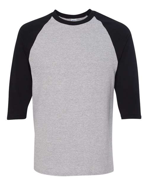 Gildan 5700 — Unisex Heavy Cotton™ Raglan Three-Quarter Sleeve T-Shirt — Sport Grey/ Black