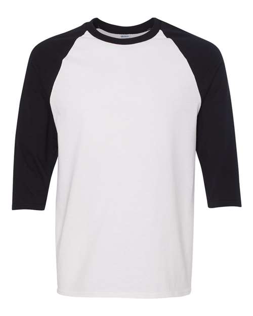Gildan 5700 — Unisex Heavy Cotton™ Raglan Three-Quarter Sleeve T-Shirt — White/ Black