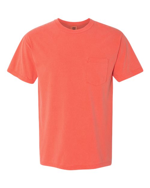 Comfort Colors 6030 — Unisex Garment-Dyed Heavyweight Pocket T-Shirt — Bright Salmon