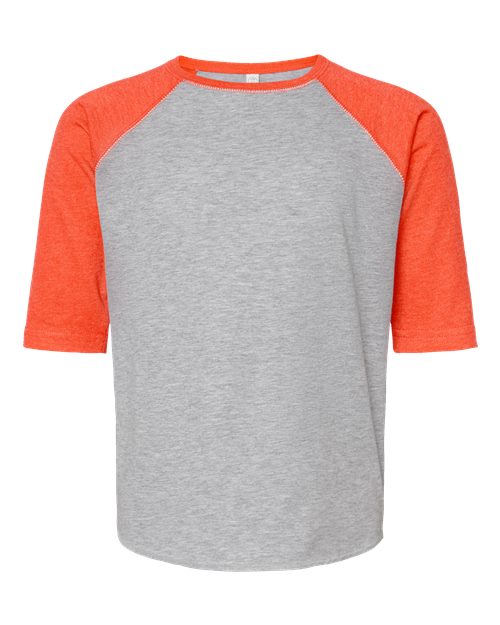 LAT 6130 — Youth Baseball Fine Jersey Three-Quarter Sleeve Tee — Vintage Heather/ Vintage Orange
