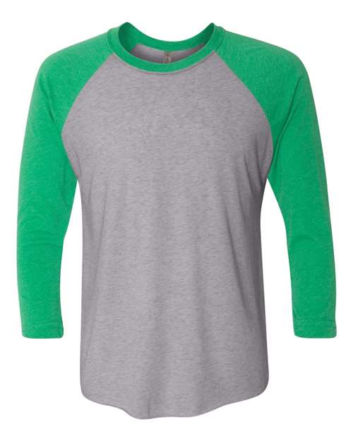 Next Level 6051 — Unisex Triblend Three-Quarter Raglan T-Shirt — Envy Sleeves/ Premium Heather Body