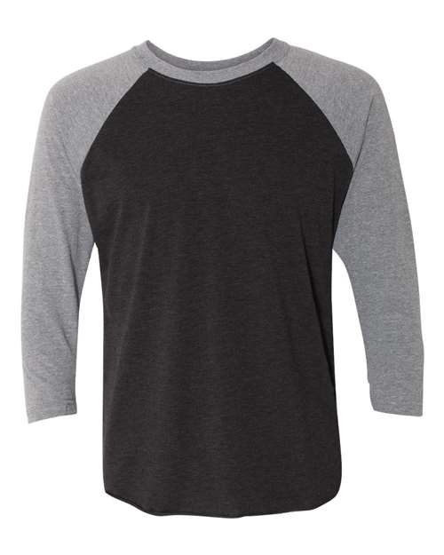Next Level 6051 — Unisex Triblend Three-Quarter Raglan T-Shirt — Premium Heather Sleeves/ Vintage Black Body