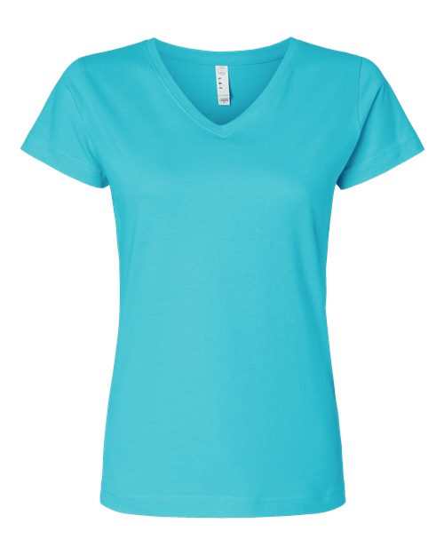 LAT 3507 — Women's Fine Jersey V-Neck Tee — Caribbean