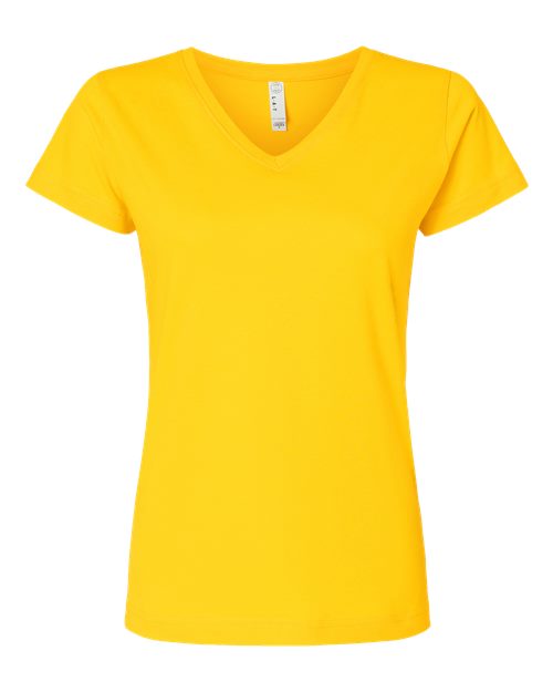 LAT 3507 — Women's Fine Jersey V-Neck Tee — Yellow