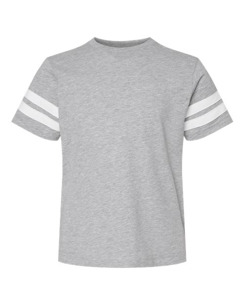 LAT 6137 — Youth Football Fine Jersey Tee — Vintage Heather/ White