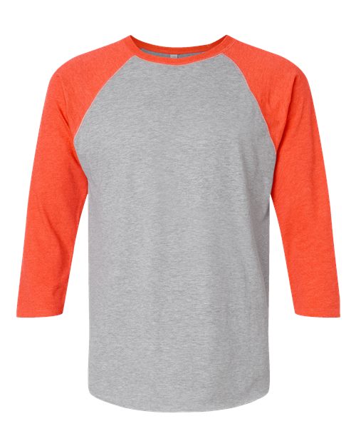 LAT 6930 — Unisex Baseball Fine Jersey Three-Quarter Sleeve Tee — Vintage Heather/ Vintage Orange