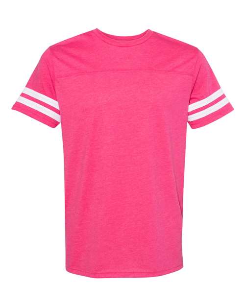 LAT 6937 — Unisex Football Fine Jersey Tee — Vintage Hot Pink/ White