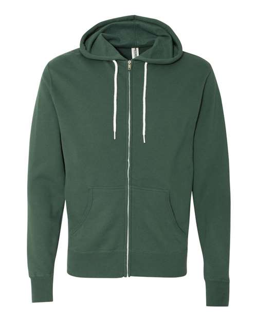 Independent Trading Co. AFX90UNZ — Unisex Lightweight Full-Zip Hooded Sweatshirt — Alpine Green