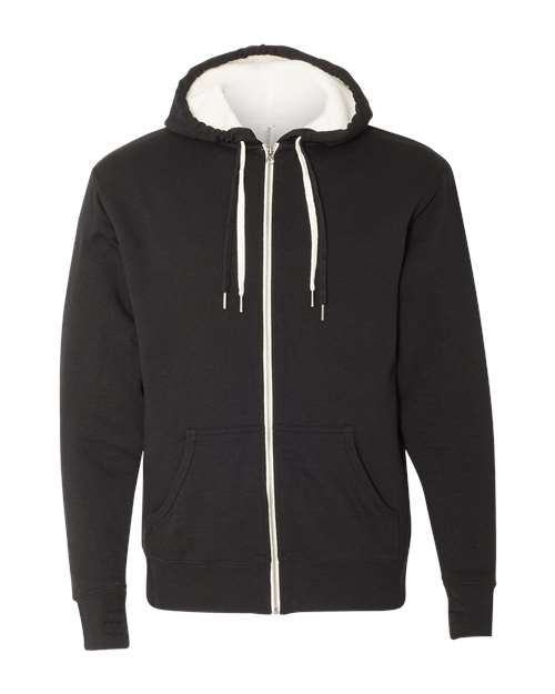 Independent Trading Co. EXP90SHZ — Unisex Sherpa-Lined Hooded Sweatshirt — Black