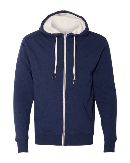 Independent Trading Co. EXP90SHZ — Unisex Sherpa-Lined Hooded Sweatshirt — Navy Heather