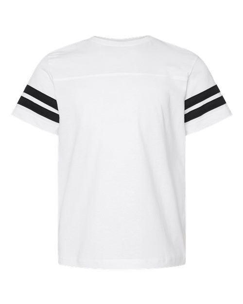 LAT 6137 — Youth Football Fine Jersey Tee — White Solid/ Black