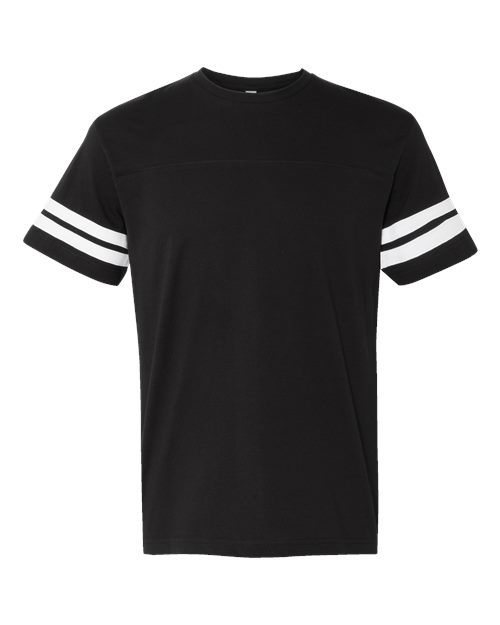 LAT 6937 — Men's Football Fine Jersey Tee — Black Solid/ White