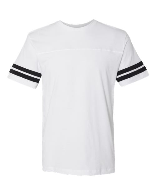 LAT 6937 — Unisex Football Fine Jersey Tee — White Solid/ Black