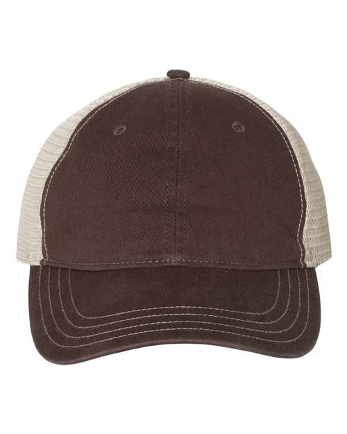 Richardson 111 — Garment-Washed Trucker Cap — Brown/ Khaki