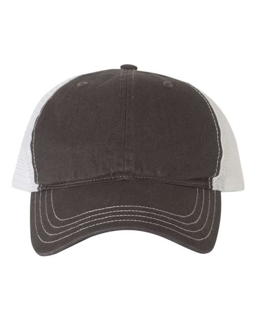 Richardson 111 — Garment-Washed Trucker Cap — Charcoal/ White