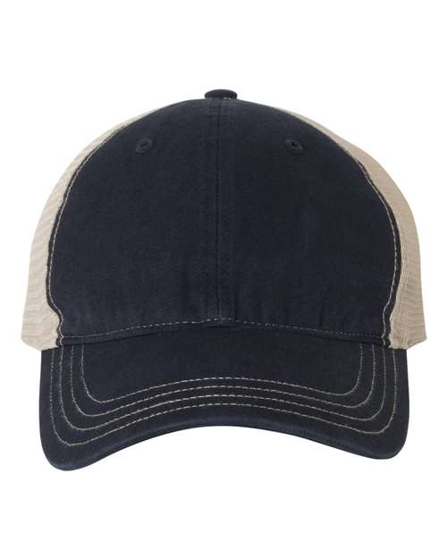 Richardson 111 — Garment-Washed Trucker Cap — Navy/ Khaki