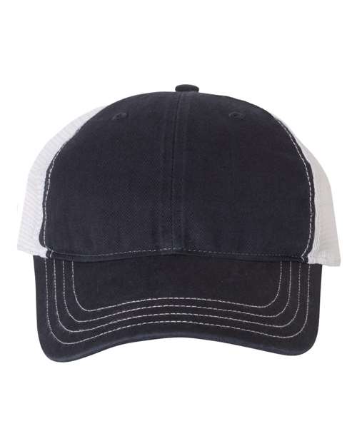 Richardson 111 — Garment-Washed Trucker Cap — Navy/ White