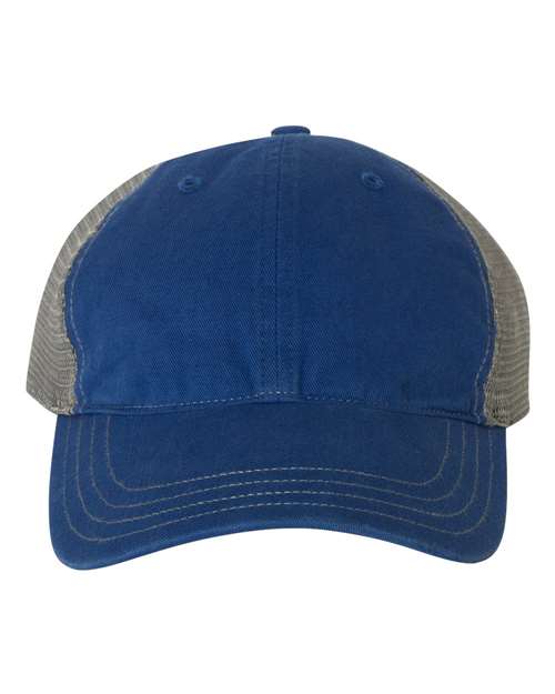 Richardson 111 — Garment-Washed Trucker Cap — Royal/ Charcoal