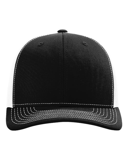 Richardson 112 — Snapback Trucker Cap — Black/ White