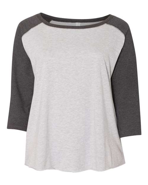 LAT 3830 — Women's Curvy Collection Baseball Three-Quarter Sleeve Tee — Vintage Heather/ Vintage Smoke