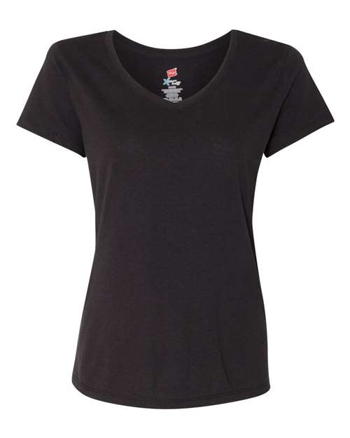 Hanes 42VT — Women's Perfect-T Triblend V-Neck T-Shirt — Black Triblend
