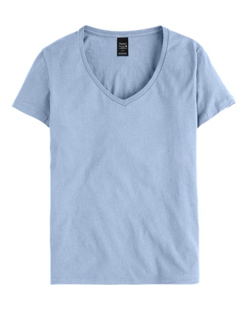 Hanes S04V — Women's Perfect-T V-Neck T-Shirt — Light Blue