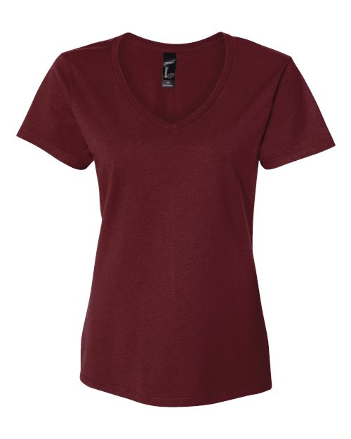 Hanes S04V — Women's Perfect-T V-Neck T-Shirt — Maroon