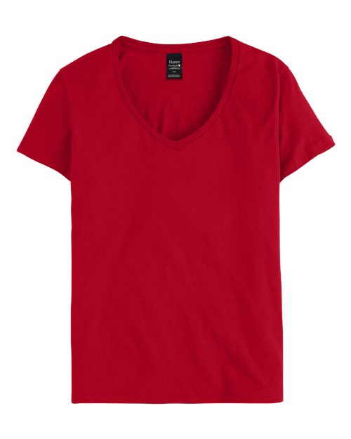 Hanes S04V — Women's Perfect-T V-Neck T-Shirt — Deep Red