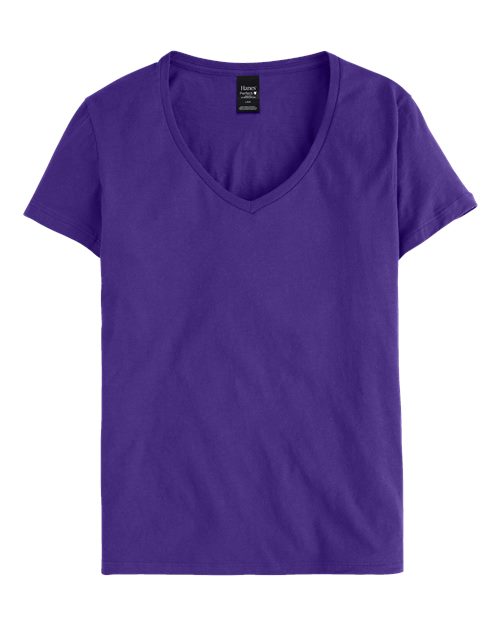 Hanes S04V — Women's Perfect-T V-Neck T-Shirt — Purple