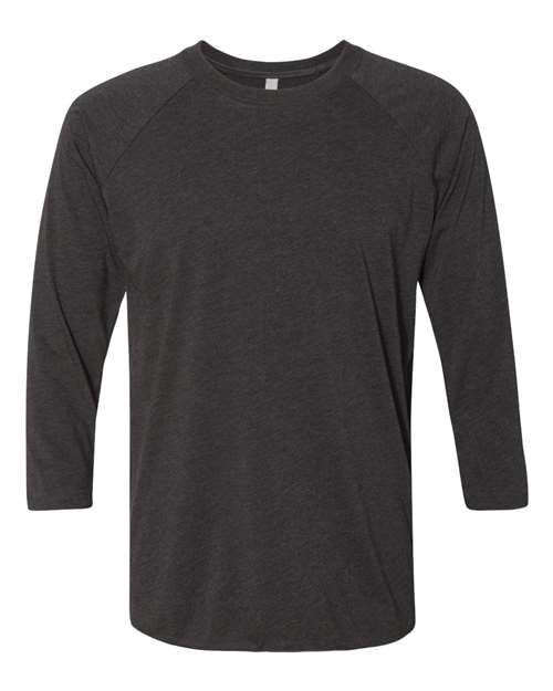 Next Level 6051 — Unisex Triblend Three-Quarter Raglan T-Shirt — Vintage Black Sleeves/ Vintage Black Body