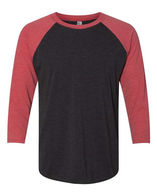 Next Level 6051 — Unisex Triblend Three-Quarter Raglan T-Shirt — Vintage Red Sleeves/ Vintage Black Body