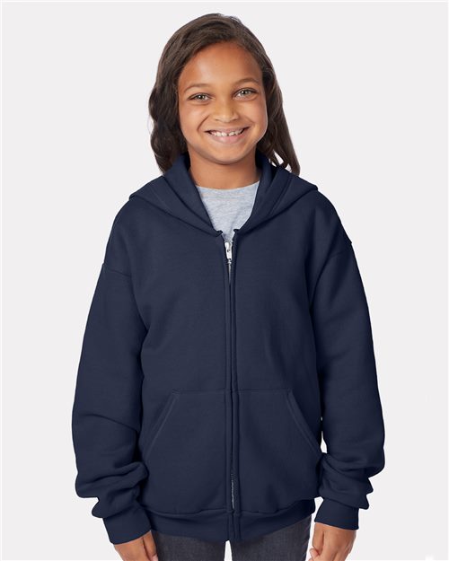 Hanes P480 — Youth EcoSmart® Full-Zip Hooded Sweatshirt — main view