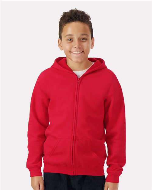 Gildan 18600B — Youth Heavy Blend™ Full-Zip Hooded Sweatshirt — main view