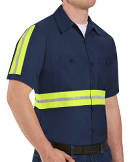 Red Kap SP24E — Men's Enhanced Visibility Industrial Work Shirt — main view