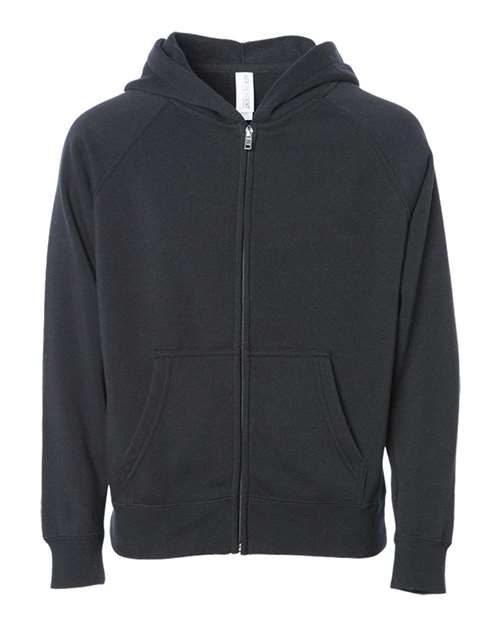 Independent Trading Co. PRM15YSBZ — Youth Lightweight Special Blend Raglan Zip Hood — Black
