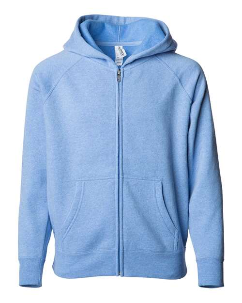 Independent Trading Co. PRM15YSBZ — Youth Lightweight Special Blend Raglan Zip Hood — Pacific