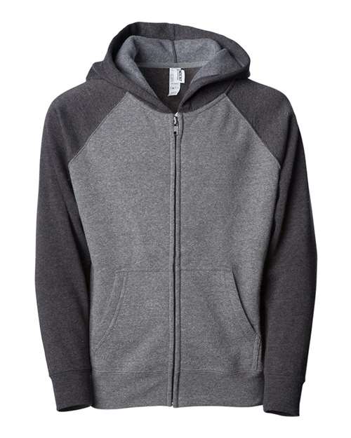 Independent Trading Co. PRM10TSBZ — Toddler Lightweight Special Blend Raglan Zip Hood — Nickel/ Carbon