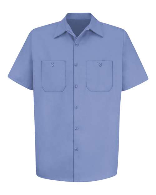 Red Kap SC40T — Men's Tall Cotton Short Sleeve Uniform Shirt — Light Blue
