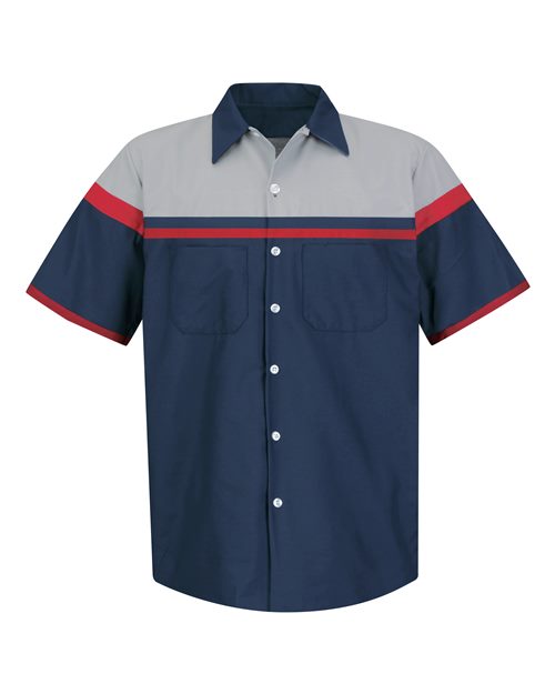 Red Kap SP24AC — Men's Performance Tech Shirt — Navy/ Red/ Light Grey