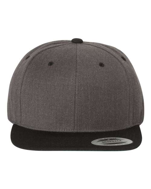 YP Classics 6089M — Premium Flat Bill Snapback Cap — Dark Heather/ Black