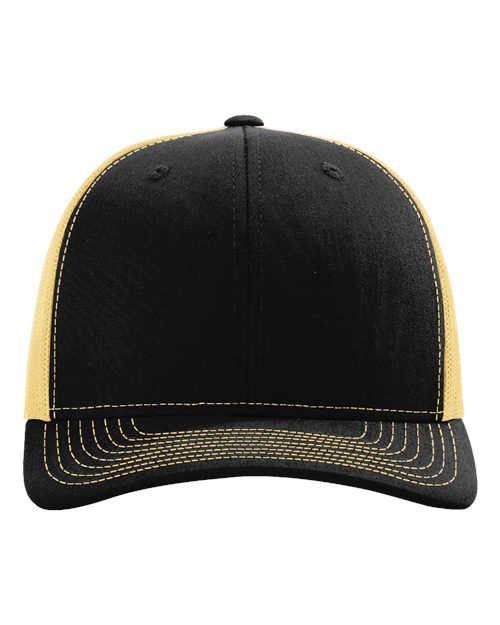 Richardson 112 — Snapback Trucker Cap — Black/ Vegas Gold