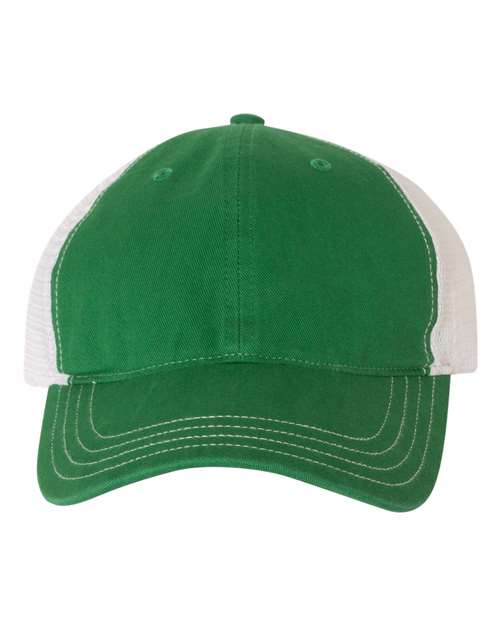 Richardson 111 — Garment-Washed Trucker Cap — Kelly/ White