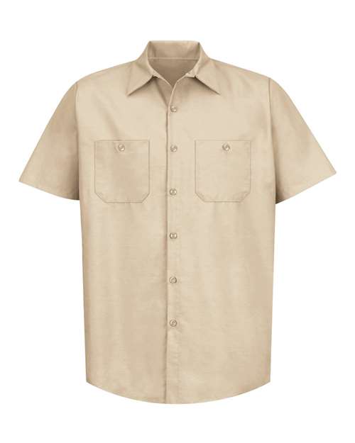 Red Kap SP24T — Men's Tall Industrial Short Sleeve Work Shirt — Light Tan