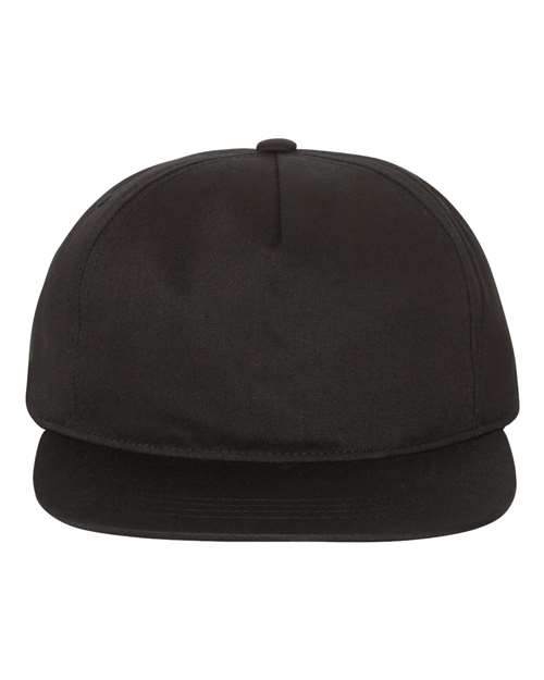 YP Classics 6502 — Lightly-Structured Five-Panel Snapback Cap — Black