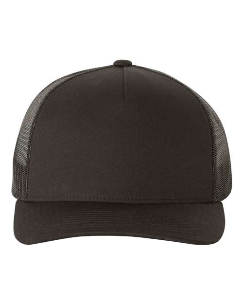 YP Classics 6506 — Five-Panel Retro Trucker Cap — Black