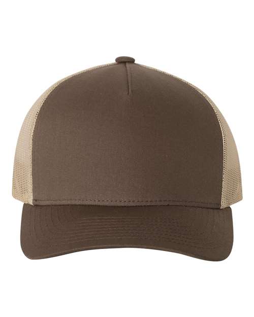 YP Classics 6506 — Five-Panel Retro Trucker Cap — Brown/ Khaki