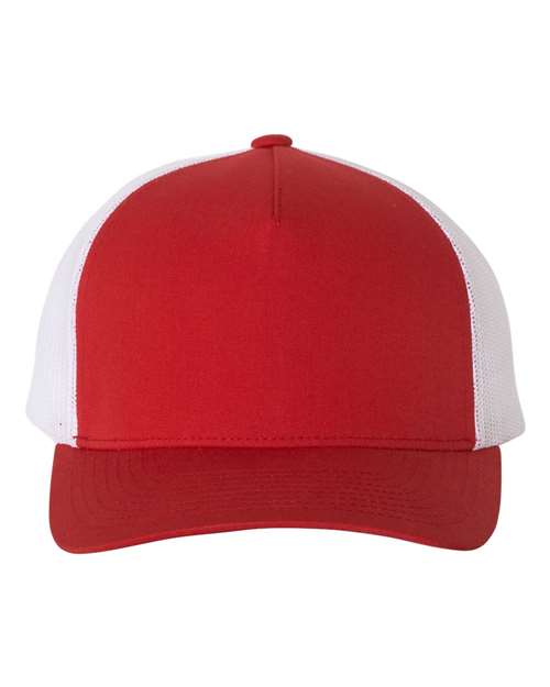 YP Classics 6506 — Five-Panel Retro Trucker Cap — Red/ White