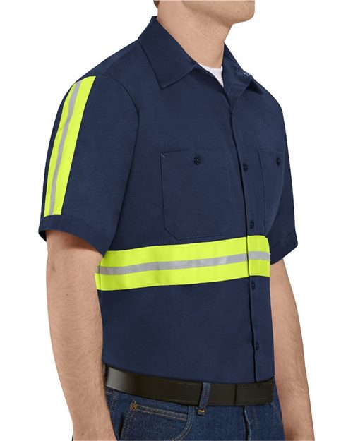 Red Kap SC40E — Men's Enhanced Visibility Short Sleeve Cotton Work Shirt — main view