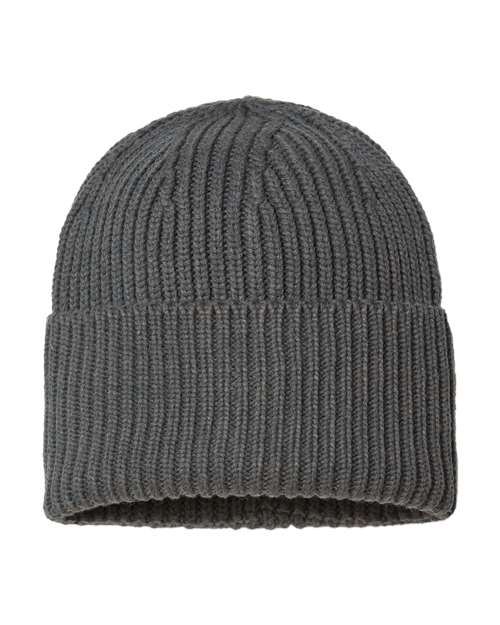 Atlantis Headwear OAK — Sustainable Chunky Rib Cuffed Beanie — Dark Grey