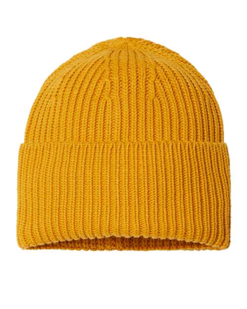 Atlantis Headwear OAK — Sustainable Chunky Rib Cuffed Beanie — Mustard Yellow